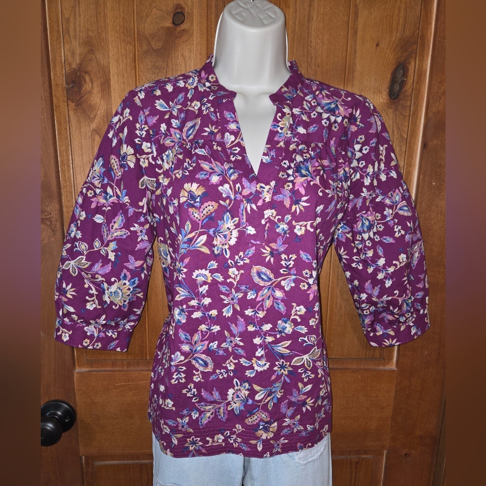 J. Jill Purple Floral Blouse